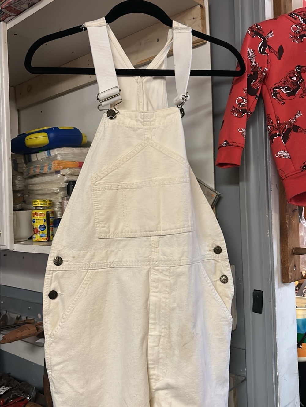 Vintage White Men's Cargo Overalls